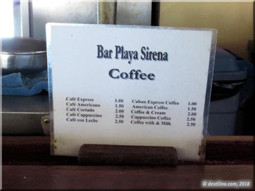 Coffee menu ($)